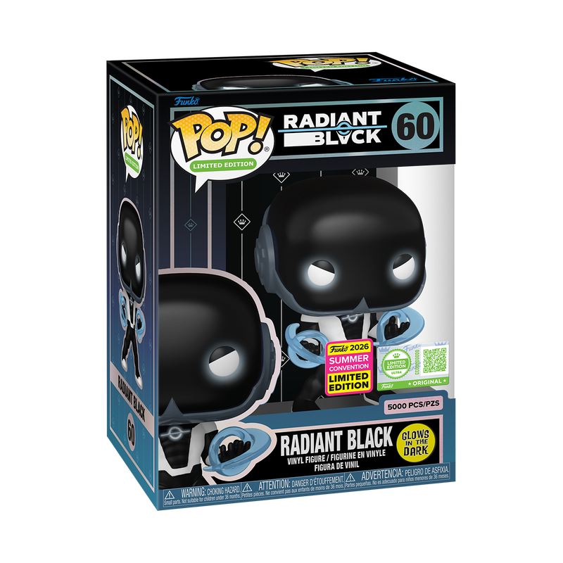 Radiant Black #160 SDCC 26 glow-in-the-dark Funko Pop, sealed in hard stack