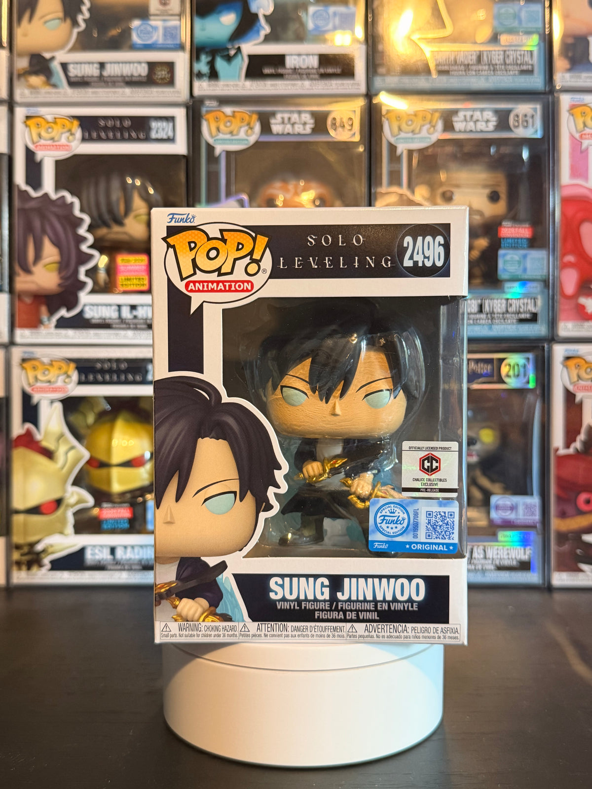 Sung Jinwoo (Blue Aura) #2496 Chalice collectibles pre-release sticker Funko Pop